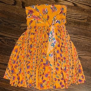 ZAFUL orange strapless floral dress